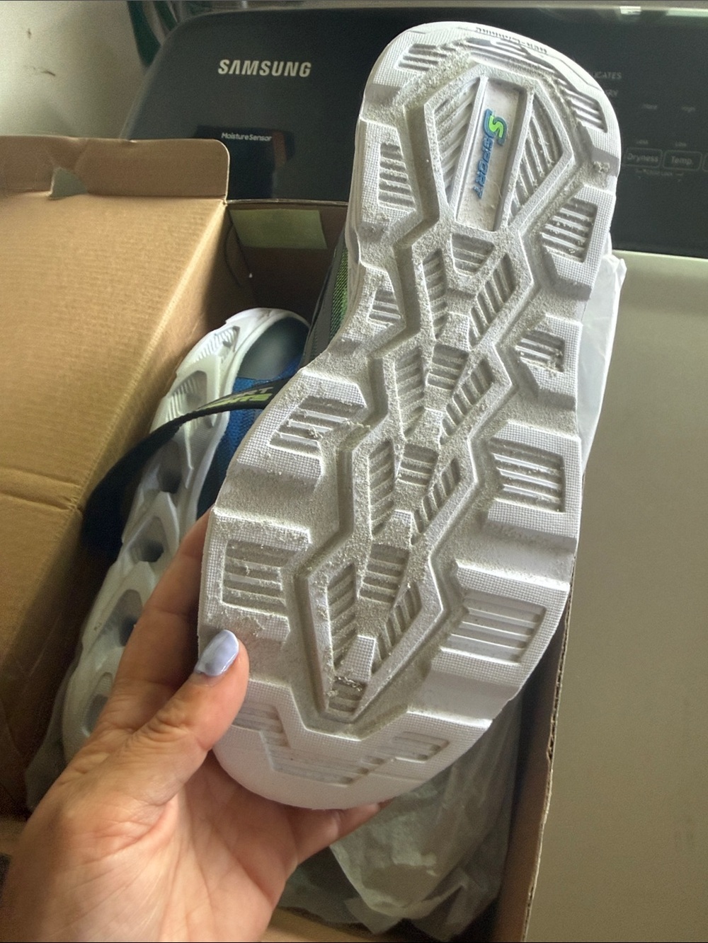 Skechers Kids Blue & Neon Green Light-Up Sneakers - Picture 3 of 3